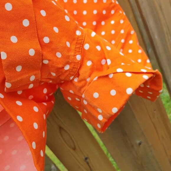 Vintage Polka Dot Dungaree Shorts Women's Size 26 Orange Polka Dot SUMME… - Picture 5 of 5